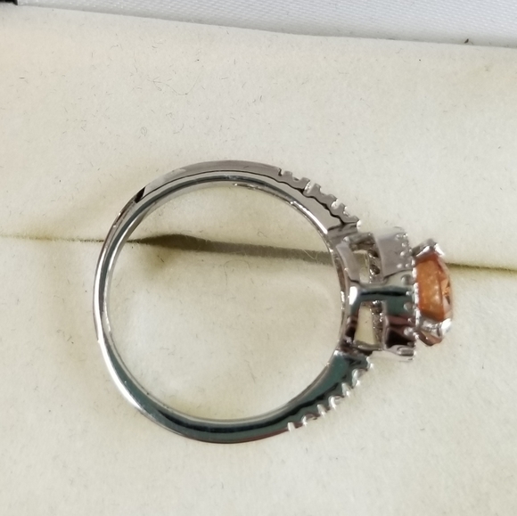 Champagne/Clear Stone Silver Ring - Picture 4 of 5